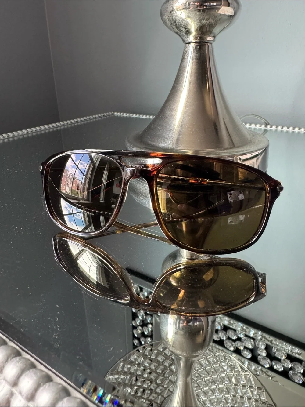 Emporio Armani Brown Tortoiseshell Temple Polarized Sunglasses